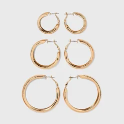 Wide Hoop Earring Set 3pc - Wild Fable™ Gold -Wild Fable Store GUEST 685181b9 0d9e 4bce 8216 571a11562511