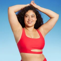 Women's Cut Out Longline Bralette Bikini Top - Wild Fable™ Red -Wild Fable Store GUEST 6a4a0402 f92f 45d8 8282 62225da5dab1