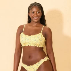 Women's Ruffle Edge Shirred Bralette Bikini Top - Wild Fable™ Yellow/Blue Floral -Wild Fable Store GUEST 6a62ac04 fa1b 480d 9590 44ec722d05da