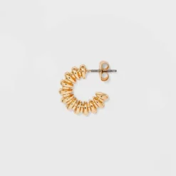 Textured Hoop Trio Earring Set 3pc - Wild Fable™ Gold: Glass & Nickel-Free Metal, Zinc Alloy