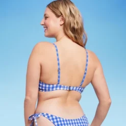 Women's Ruffle Trim Textured Underwire Bikini Top - Wild Fable™ Cobalt Blue Gingham Print -Wild Fable Store GUEST 6b014206 7d5a 41d3 aaa7 2d5c283084ba