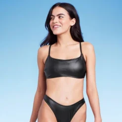Women's Faux Leather Bralette Bikini Top - Wild Fable™ Black -Wild Fable Store GUEST 6de6a10b c9b4 454a 84e9 82bed3b0536e