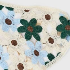 Knitted Flowers Headscarf - Wild Fable™ Ivory/Blue/Brown/Green: Floral Polyester Scarf For Fashion -Wild Fable Store GUEST 728dd10a 45bb 44c4 a0ab caed3ccb1b2d