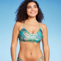 Women's Scoop Front Bralette Bikini Top - Wild Fable™ Blue Patchwork Print -Wild Fable Store GUEST 72b23f93 76e2 4dc3 96ab f23f458e6968