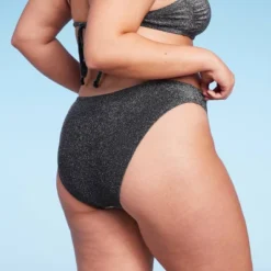 Women's High Leg Cheeky Bikini Bottom - Wild Fable™ Black Lurex -Wild Fable Store GUEST 73349ae4 0fa0 4abd a58b ad80a4c9612e