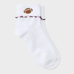 Women's Game Day Embroidered Football Pointelle Bobby Socks With Lettuce Edge Cuff - Wild Fable™ 24 Women's Game Day Embroidered Football Pointelle Bobby Socks With Lettuce Edge Cuff - Wild Fable™ -Wild Fable Store GUEST 7378d7cc 1140 45a0 8c5f ce8f6d28f9af