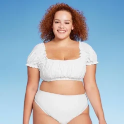 Women's Puff Sleeve Eyelette Bralette Bikini Top - Wild Fable™ White -Wild Fable Store GUEST 79425e88 3d3e 4ccd aeb1 63c8f7fa5690