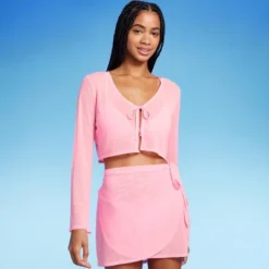 Women's Tie-Front Cropped Mesh Cover Up Cardigan - Wild Fable™ -Wild Fable Store GUEST 7eb56840 aab6 463f a33b 68784829e296