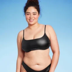 Women's Faux Leather Bralette Bikini Top - Wild Fable™ Black -Wild Fable Store GUEST 83371587 cc83 4082 99c6 0c6e4823f994