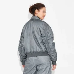 Women's Washed Nylon Bomber Jacket - Wild Fable™ Teal Blue -Wild Fable Store GUEST 85bab2c7 9051 46cd 9b9f a2da39063c49