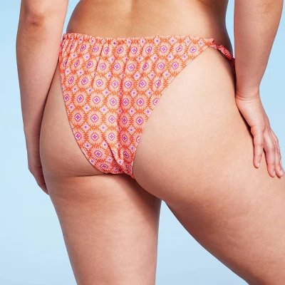 Women's Ultra High Leg Adjustable Coverage Bikini Bottom - Wild Fable™ Orange Tile Print 5 Women's Ultra High Leg Adjustable Coverage Bikini Bottom - Wild Fable™ Orange Tile Print - Image 5