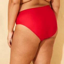 Women's Mid-Rise High Leg Cheeky Bikini Bottom - Wild Fable™ Red