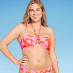 Women's Ring Front Halter Bandeau Bikini Top - Wild Fable™ Orange/Pink Tropical Print -Wild Fable Store GUEST 90e16db9 4e33 4cf8 9a24 50bf02a3eb96