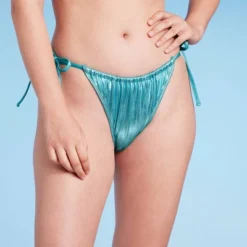 Women's Foil Strappy Extra High Leg Super Cheeky Bikini Bottom - Wild Fable™ Teal Blue -Wild Fable Store GUEST 91d8a6a3 ea6a 4aff ad91 1fcf5e439dcf