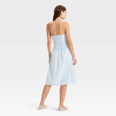 Women's Ruched Poplin Midi Tube Dress - Wild Fable™ 1 Women's Ruched Poplin Midi Tube Dress - Wild Fable™