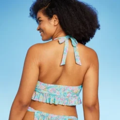 Women's Ruffle Tie-Front Halter Bikini Top - Wild Fable™ Green Floral Print -Wild Fable Store GUEST 94e7e40f fc63 4e5c a885 b2533b3154f8