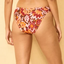 Women's Floral Print Low-Rise Extra High Leg Extra Cheeky Bikini Bottom - Wild Fable™ Brown