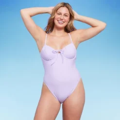Women's Shirred Detail Underwire High Leg Extra Cheeky One Piece Swimsuit - Wild Fable™ Lilac Purple -Wild Fable Store GUEST 9aa65a14 225c 46c2 ae93 d506980a02d4