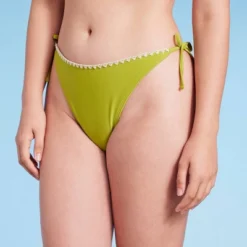 Women's Crochet Trim Side-Tie High Leg Extra Cheeky Bikini Bottom - Wild Fable™ Green -Wild Fable Store GUEST 9bf3687c fd5b 4e33 ba84 f1350e21a784
