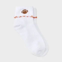 Women's Game Day Embroidered Football Pointelle Bobby Socks With Lettuce Edge Cuff - Wild Fable™ 26 Women's Game Day Embroidered Football Pointelle Bobby Socks With Lettuce Edge Cuff - Wild Fable™ -Wild Fable Store GUEST 9c56199e 3170 4aab 929b 8cf3f600922c