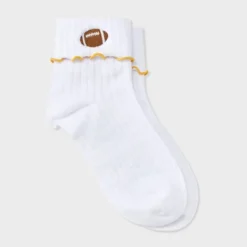 Women's Game Day Embroidered Football Pointelle Bobby Socks With Lettuce Edge Cuff - Wild Fable™ 31 Women's Game Day Embroidered Football Pointelle Bobby Socks With Lettuce Edge Cuff - Wild Fable™ -Wild Fable Store GUEST 9d4c11f8 c2ae 4687 b84b 3932af912ca7