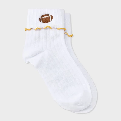 Women's Game Day Embroidered Football Pointelle Bobby Socks With Lettuce Edge Cuff - Wild Fable™ 16 Women's Game Day Embroidered Football Pointelle Bobby Socks With Lettuce Edge Cuff - Wild Fable™ - Image 16