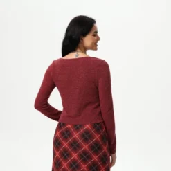 Women's Knit Button-Front Cardigan - Wild Fable™ Dark Red