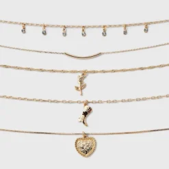 Mixed Rose And Heart Choker Necklace Set 5pc - Wild Fable™ Gold -Wild Fable Store GUEST a6181f8f 2e6b 4d82 a09f ab66831df724