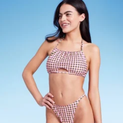Women's Cut Out High Neck Bikini Top - Wild Fable™ Multi Check Print -Wild Fable Store GUEST a69dca72 250c 458a b6cd 222df6076fc8