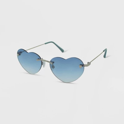 Women's Rimless Metal Heart Novelty Sunglasses - Wild Fable™ Blue 1 Women's Rimless Metal Heart Novelty Sunglasses - Wild Fable™ Blue