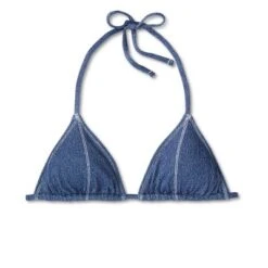 Women's Denim Textured Triangle Bikini Top - Wild Fable™ Denim Blue -Wild Fable Store GUEST ac1aa9ae 97bf 4e91 b382 0beb69ad8141