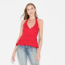 Women's Tiered Halter Babydoll Top - Wild Fable™