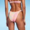 Women's Mesh Overlay Wide Strap Adjustable Ultra High Leg Bikini Bottom - Wild Fable™ Multi Swirl Print