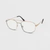 Women's Geometric Metal Aviator Blue Light Filtering Glasses - Wild Fable™ Gold