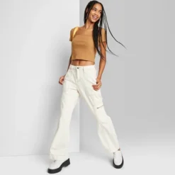 Women's High-Rise Cargo Baggy Jeans - Wild Fable™ Off-White -Wild Fable Store GUEST b7e40712 f8ea 4363 a50c 0f2642a9d94b
