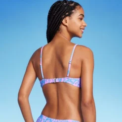 Women's Paisley Print Cut Out Bralette Bikini Top - Wild Fable™ Blue/Pink