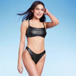 Women's Faux Leather High Leg Extra Cheeky Bikini Bottom - Wild Fable™ Black -Wild Fable Store GUEST bcad3900 399f 4aac 9dd4 3ade3b154007