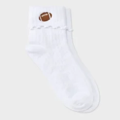 Women's Game Day Embroidered Football Pointelle Bobby Socks With Lettuce Edge Cuff - Wild Fable™ 29 Women's Game Day Embroidered Football Pointelle Bobby Socks With Lettuce Edge Cuff - Wild Fable™ -Wild Fable Store GUEST c4defd0d 8e78 4736 b88d 3a82f4eefad8