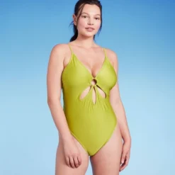 Women's Ring Front Cut Out One Piece Swimsuit - Wild Fable™ Green -Wild Fable Store GUEST c707bbef c427 4fdd 88e8 578c17be6b14
