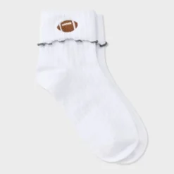 Women's Game Day Embroidered Football Pointelle Bobby Socks With Lettuce Edge Cuff - Wild Fable™ 22 Women's Game Day Embroidered Football Pointelle Bobby Socks With Lettuce Edge Cuff - Wild Fable™ -Wild Fable Store GUEST cc9c80b2 08df 482e b9bd b1141be5a01b