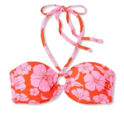 Women's Ring Front Halter Bandeau Bikini Top - Wild Fable™ Orange/Pink Tropical Print -Wild Fable Store GUEST d1905273 b2a6 439b 9737 e0b672705247
