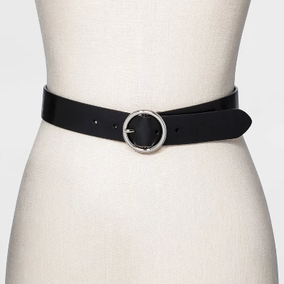 Women's Round Buckle Belt - Wild Fable™ Black 1 Women's Round Buckle Belt - Wild Fable™ Black