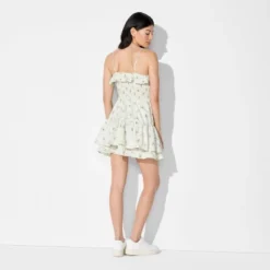 Women's Ruched Ruffle Mini A-Line Dress - Wild Fable™ White Floral -Wild Fable Store GUEST e0864b92 7a8f 4b66 a410 41356990bcb7