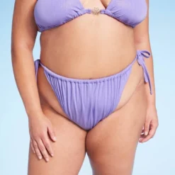 Women's Side-Tie Extra Cheeky High Leg Lurex Plisse Textured Bikini Bottom - Wild Fable™ Purple -Wild Fable Store GUEST e2d3c877 652a 4d70 b2aa bc9b9795ed84