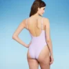 Women's Shirred Detail Underwire High Leg Extra Cheeky One Piece Swimsuit - Wild Fable™ Lilac Purple