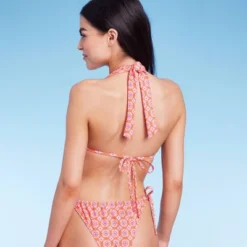 Women's U Bralette Multiway Bikini Top - Wild Fable™ Orange Tile Print