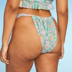 Women's Wide Strap Adjustable High Leg Bikini Bottom - Wild Fable™ Green Floral Print -Wild Fable Store GUEST eb08b05e ba88 48b9 82e5 5ca2039cea18