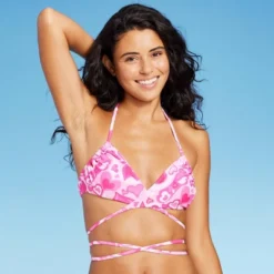 Women's Wrap Bralette Bikini Top - Wild Fable™ Pink Heart Print -Wild Fable Store GUEST eb3c37b7 db8c 4a65 8510 17cf5cec9730