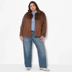 Women's Pointed Collar Faux Suede Chore Coat - Wild Fable™ Brown -Wild Fable Store GUEST ebe5d702 dd5a 4e2d 84eb 98bdce338fac