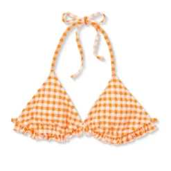 Women's Ruffle Detail Triangle Bikini Top - Wild Fable™ Orange Gingham -Wild Fable Store GUEST ec6220d1 9f0f 4365 84f1 f33c7ac893dc